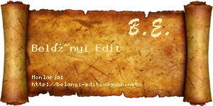Belányi Edit névjegykártya